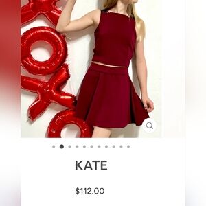 Stella M'Lia "Kate" Burgundy Sleeveless Top and Skirt Set